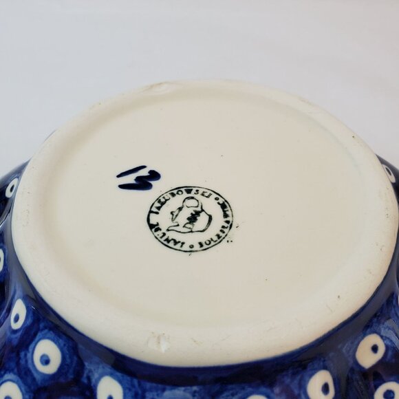 Vtg Janusz Jakubowski Hand-Painted Polish Pottery Small Bowl Blueberry & Pumpkin - Picture 6 of 8